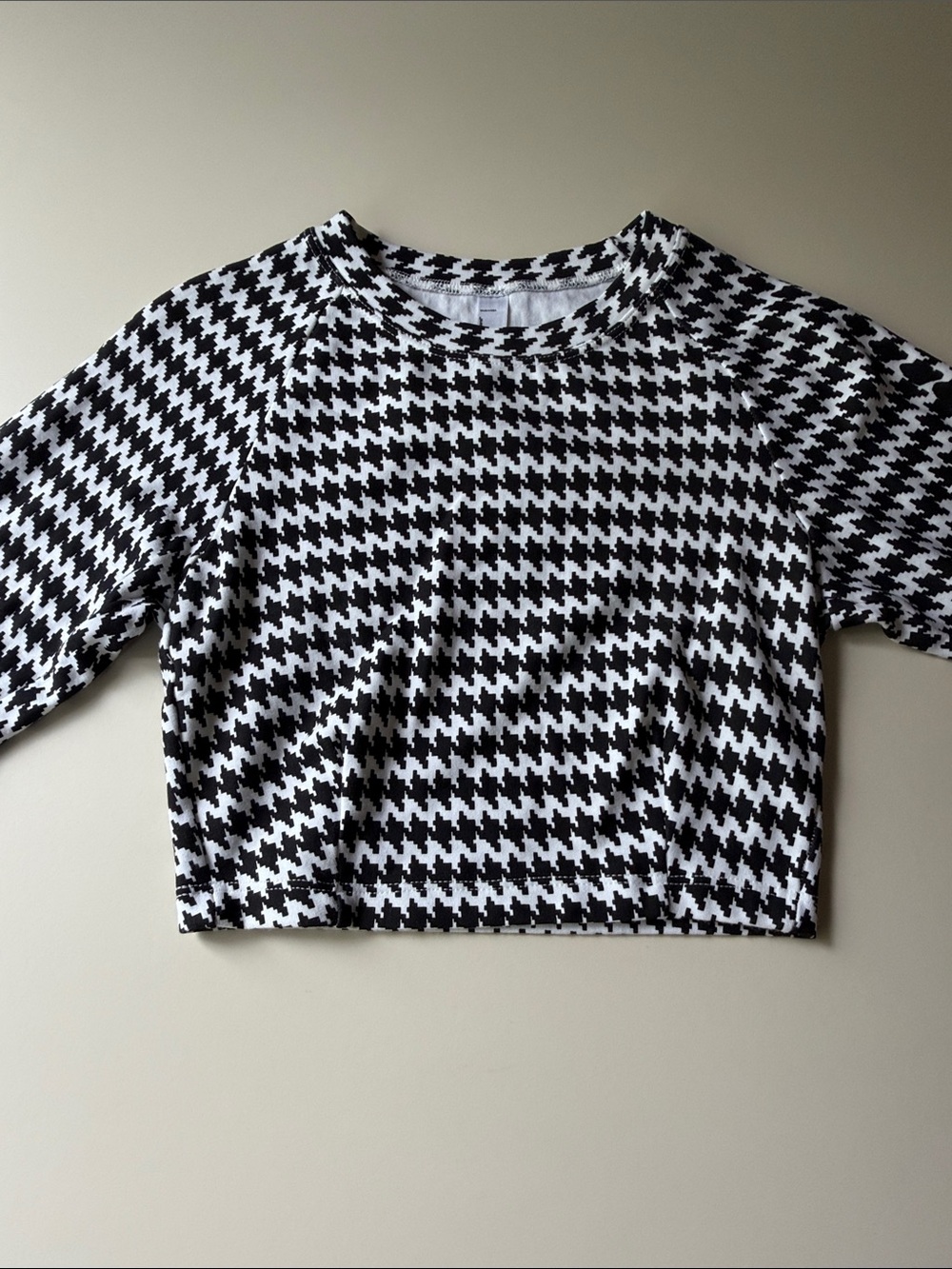 American Apparel Black & White Houndstooth Ponte Crop Top